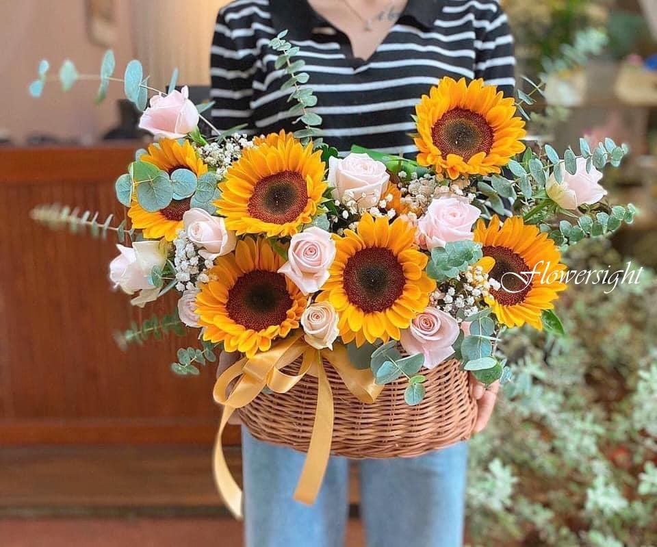 giỏ hoa hướng dương Vui mừng