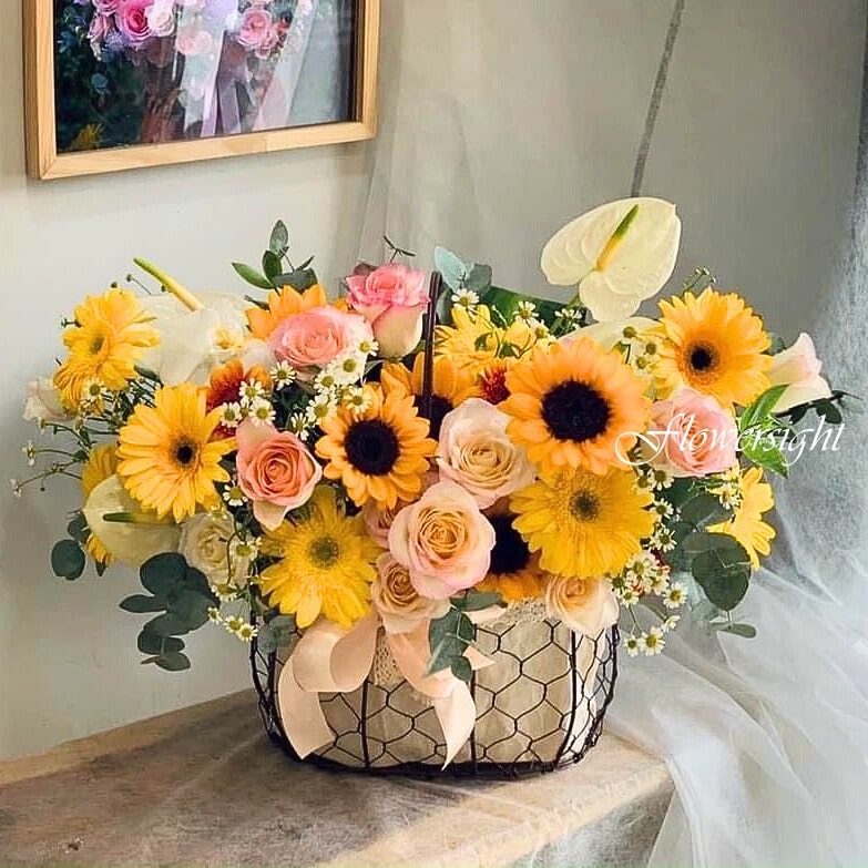 Giỏ hoa hướng dương