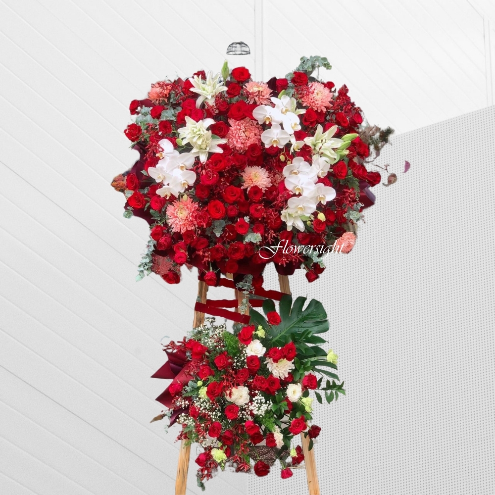 Kệ hoa đỏ 2 tầng