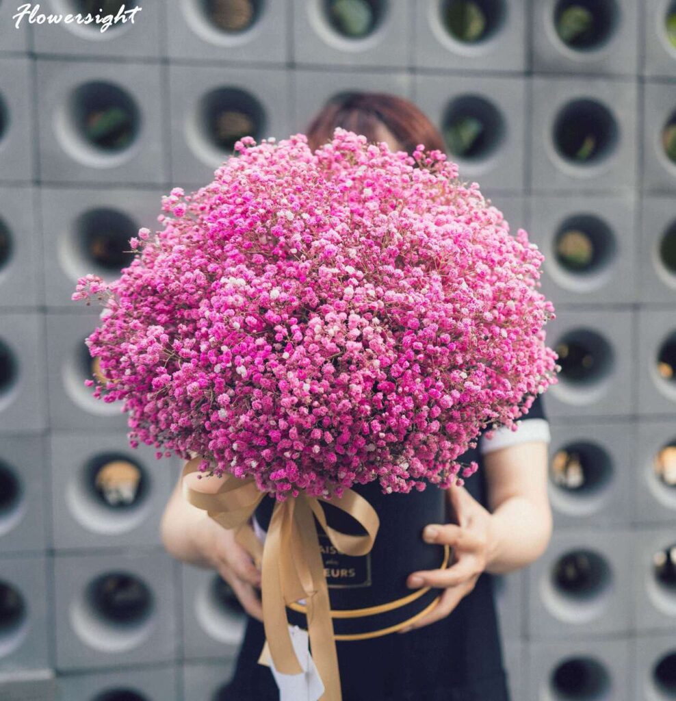 Lẵng hoa baby hồng chúc mừng ngày thành lập công ty