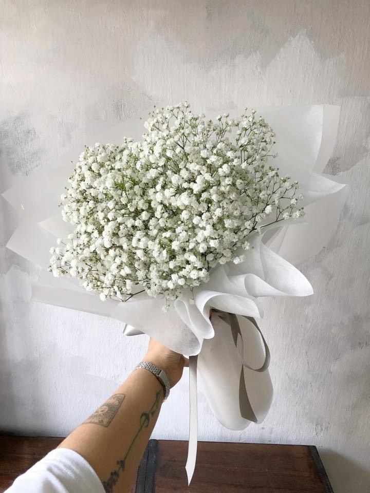 Bó hoa bi trắng đơn giản