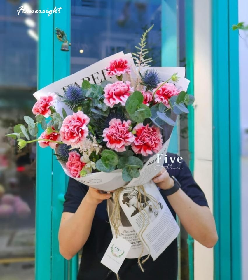 Mẫu bó hoa cẩm chướng đơn giản