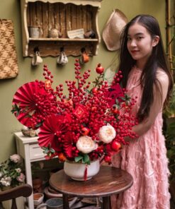 Giỏ hoa Tết Bức tranh xuân hoa