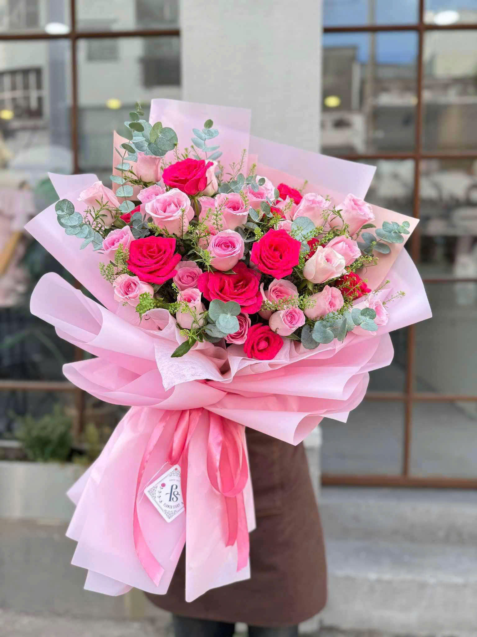 Bó hoa hồng sen đẹp