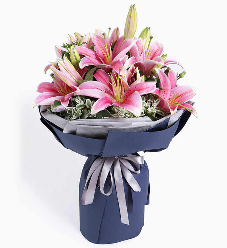 Bó hoa ly dạng tròn