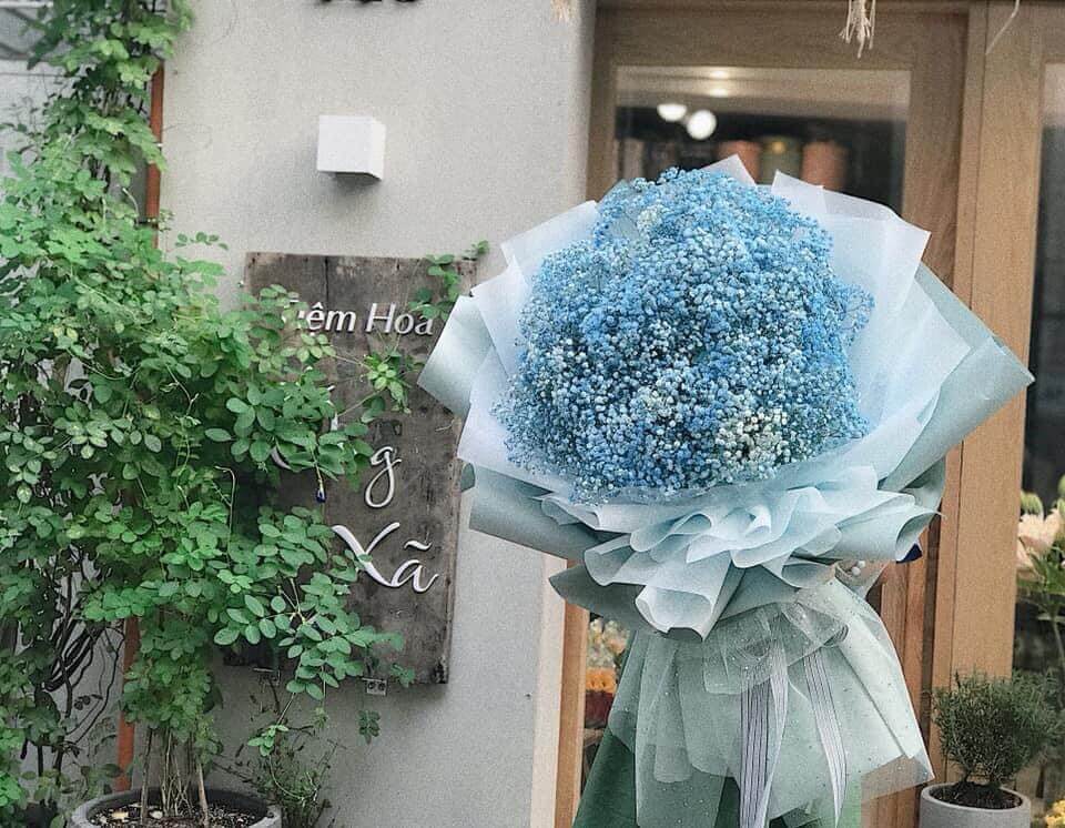 Bó hoa baby màu xanh