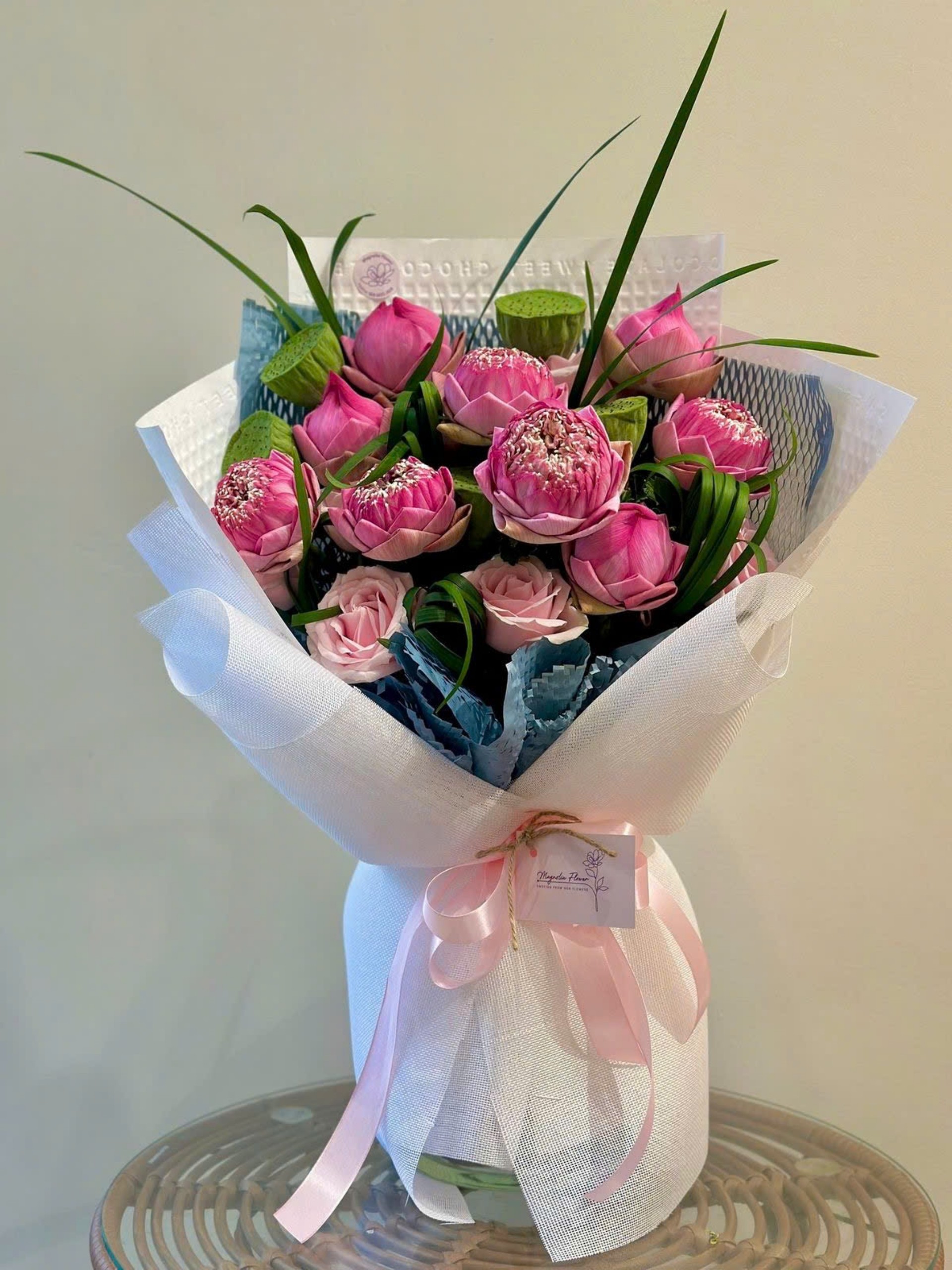 Bó hoa sen hồng tặng mẹ ngày vu lan