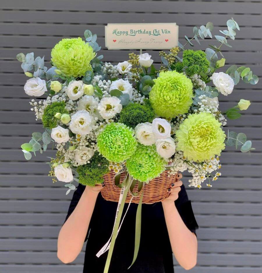 giỏ cúc mẫu đơn