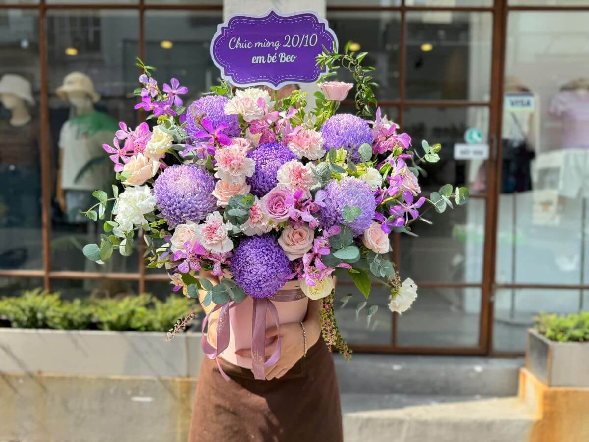 lẵng hoa cúc mẫu đơn