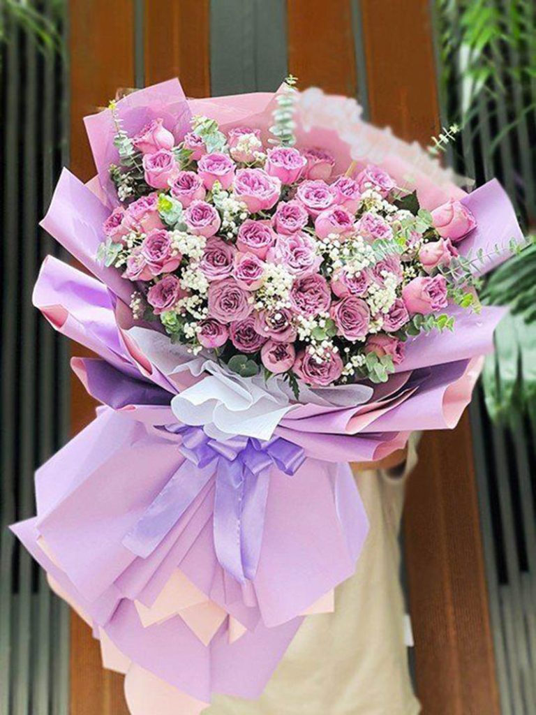 Bó hoa hồng tím đẹp