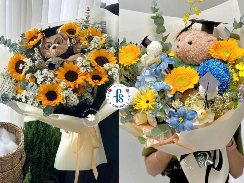 Bó hoa gấu bông tốt nghiệp